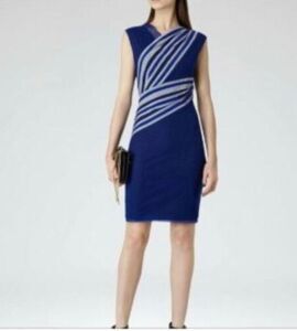 Reiss Fabia Women's Blue Faux Wrap Mini Dress Size 6 Party Cocktail